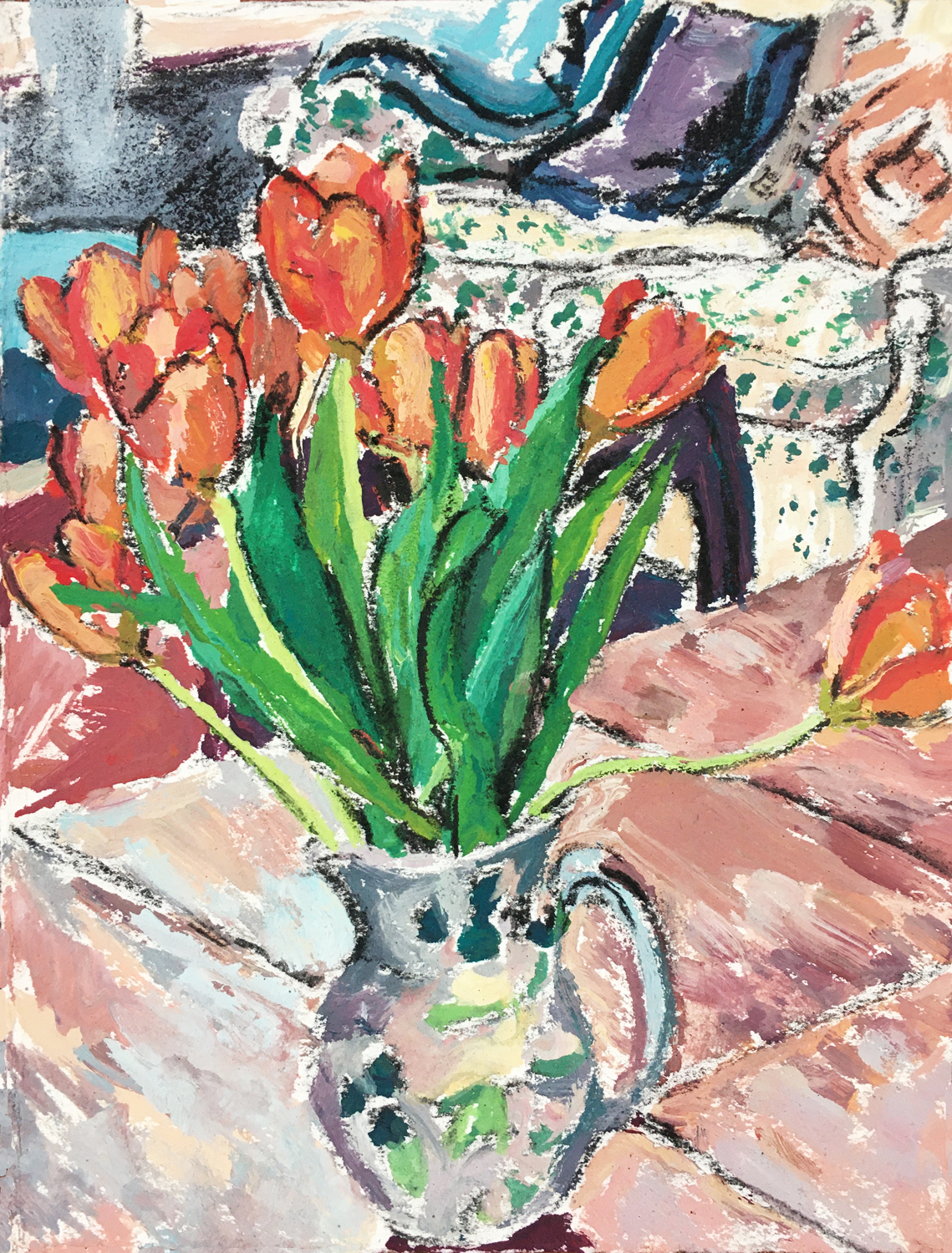 Tulips on the old table - Gabriel Roberts Art